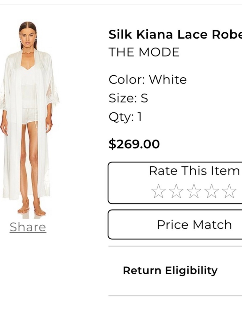 The Mode Silk Kiana Lace Robe